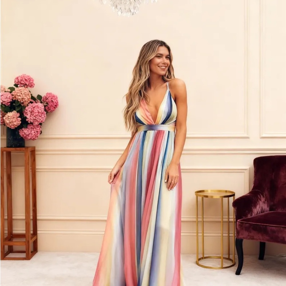 Multicolor Striped Maxi Dress